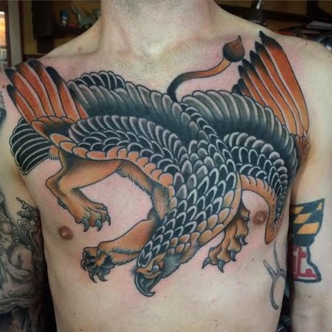 Japanese Griffin inspired Tattoo done by Fran Massino Maryland Tattoo Artist