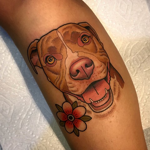 dog portrait tattoo by dave wah