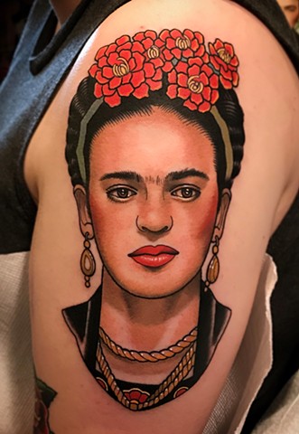 frida kahlo portrait tattoo by dave wah at stay humble tattoo company in baltimore maryland the best tattoo shop and artist in baltimore maryland