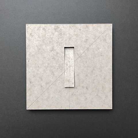 Robert Fields, “Perhaps we can manana. (?)" 2021. 7-1/2" x 7-1/2" x 3/4". Graphite on Binder's Board (paper chipboard) with wood backing.  Art. Contemporary Art. Sculpture. Minimal Art. Abstract Art. Paper sculpture. 