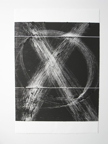Art, work on paper, wood relief mono print on Rives BFK paper, 2013, by Robert Fields