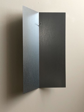 Contemporary Art, Minimal Art, Conceptual Art, Sculpture, Metal Sculpture, Bob Fields, UNTITLED ("You can't try to do things; you simply must do them." ~ Ray Bradbury), 2024. Galvanized steel, 19.5"  x 12.25"  x 3.5", 