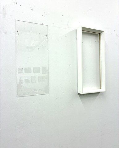 Contemporary art, conceptual art, minimalism, sculpture, Chicago Artist, Bob Fields, "UNTITLED (Every wall is a door)," 2025. Graphite on synthetic paper, Self-adhesive tape, acrylic plastic, and wood frame, 26-1/2" x 84" x 2-1/2".