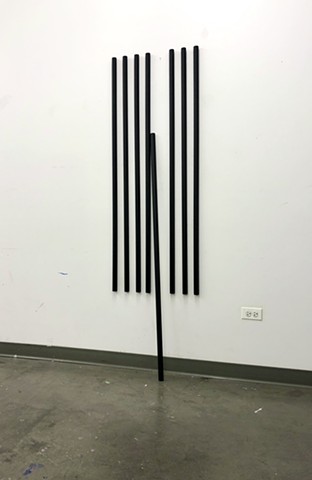 Contemporary Art, Minimal Art, Sculpture, Geometric. Robert Fields, "Untitled," 2023. Oil Paint on wood (pine) rods, 80" x 22-1/4" x 8".