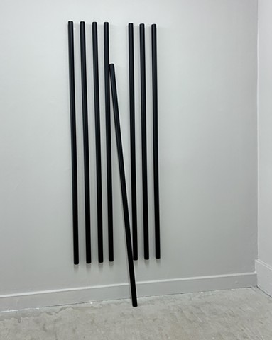 Sculpture, Contemporary Art, Conceptual Art. Minimal Art.   Bob Fields, "UNTITLED,"  2023.  Oil paint on wood rods (8).  70 x 22 ¼ x 8 inches.  