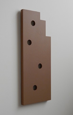 A low-relief, painted wood, wall-hung sculpture done in the manner of post-minimalism, geometric abstraction. "Here... just let it be." Robert Fields, 2016, Chicago, IL. 