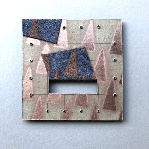 Robert Fields, “I'm getting the feeling..." 2021. 7-1/4" x 7-1/4" x 3/4". Varnish & acrylic aerosol on felt and Binder's Board (paper chipboard), with graphite... mounted on plywood backplate. Art. Contemporary art. Sculpture. Felt. Abstract art. Paper sc
