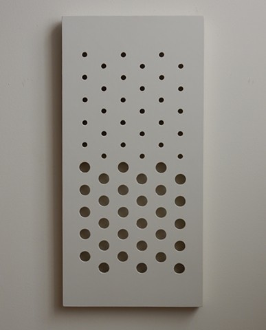 sculpture, minimalist, contemporary, geometric abstraction, monochromatic, painted wood panel, 32-1/2 x 15-3/4 x 1-1/4 inches, 2015, by Robert Fields