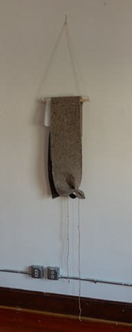 Contemporary, post-minimalist fiber sculpture, an assemblage of materials, wall hung. Artist: Robert Fields, 2018