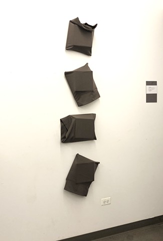 Contemporary Art, Sculpture, Wall-Based Sculpture, Minimal Art, Conceptual Art, Chicago Artist, Robert Fields, "Untitled" (Being calm is lethal to life ... The harbor is no alternative to shipwreck.), 2023. Fabric (polyester/rayon, and felt), plywood, she