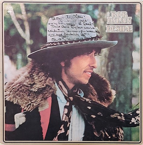 Cat. #102, Record album, Bob Dylan "Desire" dedication from Rubin Hurricane Carter to Rita , 1975