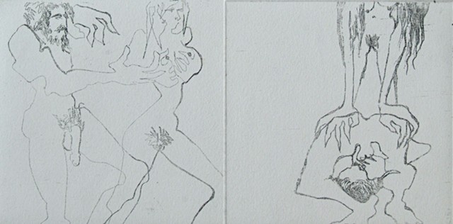 Cat. #455, #682, Erotic Scene, Naked man chasing nake woman & having sex, Early 1970's