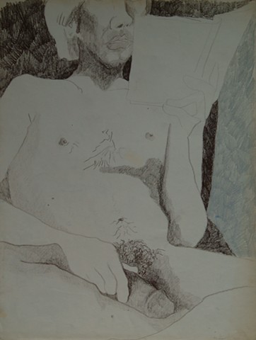 Cat. #69, Portrait of Michael Cook Holding Penis, 1975