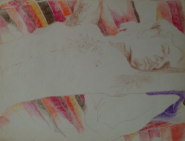 Cat. #70, Portrait of Michael Cook reclining on bed, August 03, 1975