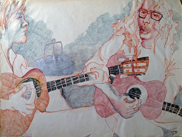 Cat. #408, Two Men Playing Guitars, 1975
