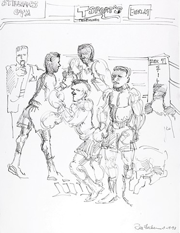 Cat. #1808, Boxers and assistants in ring, March 19, 1993
