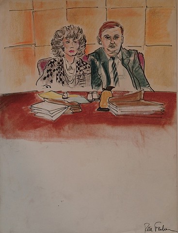 Cat. #314, Woman and Man at Table in Courtroom, 1981-1987