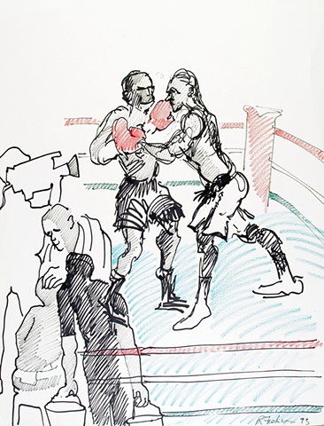 Cat. #1806, Two men boxing in a ring, March 19, 1993