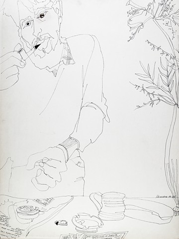 Cat #1904, Man smoking pipe, April 1982