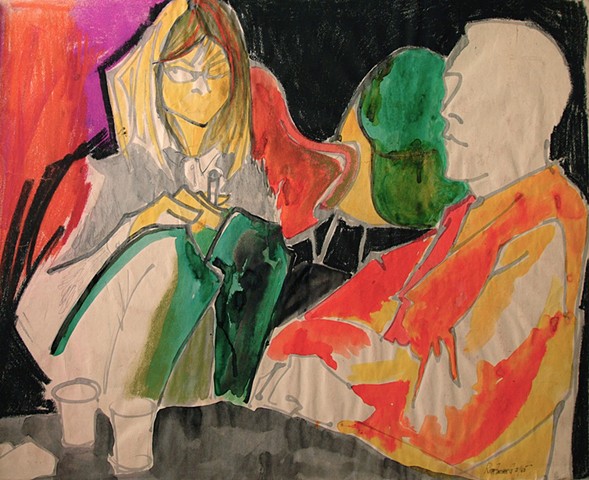 Cat. #398, Man & Woman Sitting at a Table, February 1965 