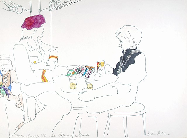 Cat. #1211, Two men playing cards, and a third man, 1975-1976