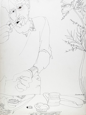 Cat. #1904, Man smoking pipe, April 1982