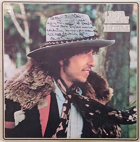 Cat. #102, Record album, Bob Dylan "Desire" dedication from Rubin Hurricane Carter to Rita, 1975