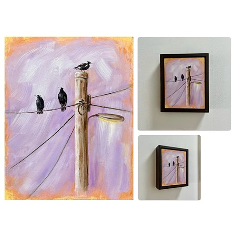 Three Magpies (Lavender Sky)