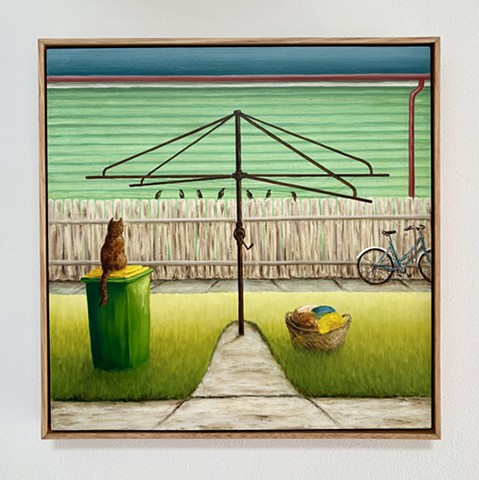 Over The Fence #21 (Cat on Wheelie Bin)