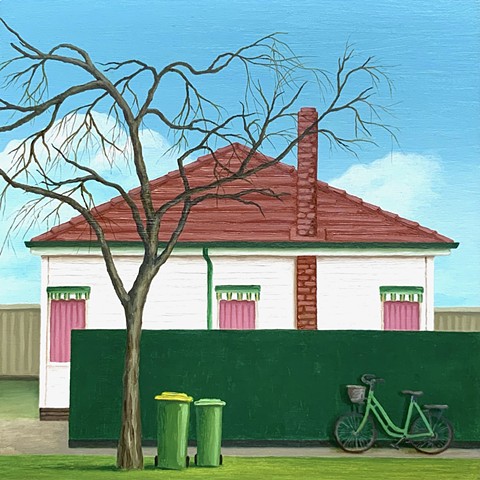 House With Green Fence (Bright Winter day)