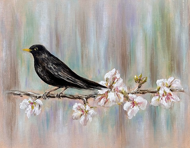 Bird On A Blossom Branch