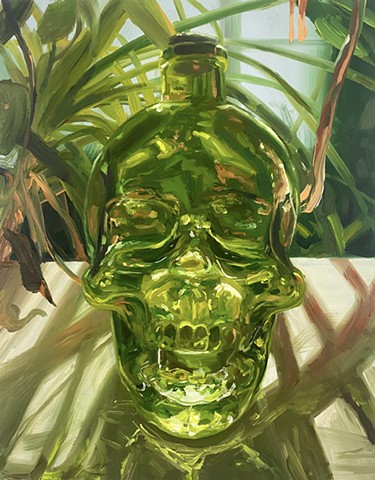 Green Skull and Palms