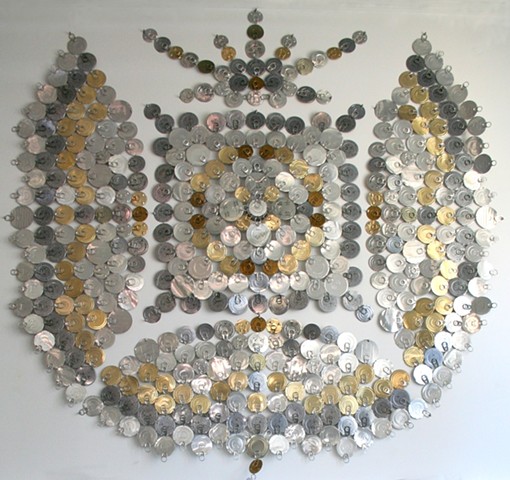 One in a series of "quilts" made out of found objects.