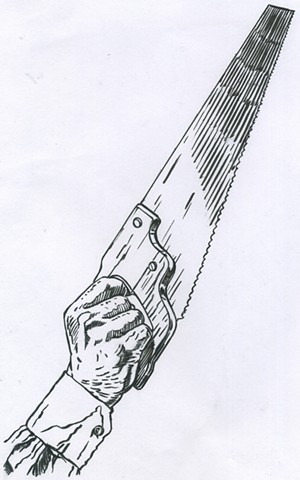 Hand with saw (study)