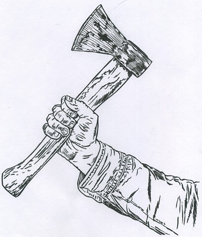 Hand with axe (study)