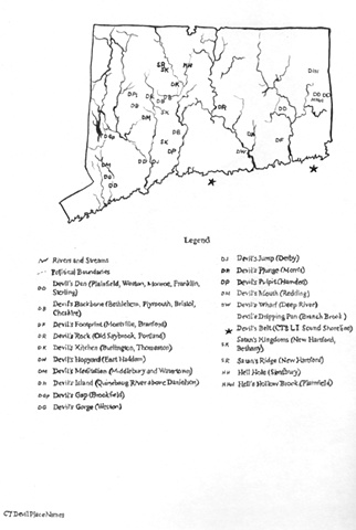 Connecticut Devil Place Names map