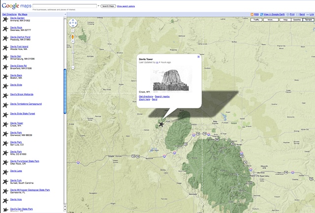 Screen shot from Devil in Our Midst google map.
