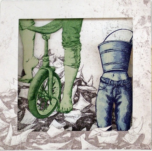 "Megan Sterling", megan, sterling, etching, body, leg, tunnel book, unicycle, bucket body, wizard of oz