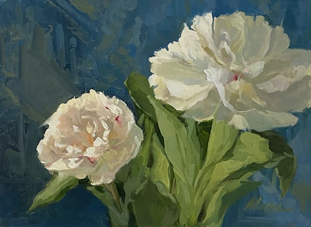 Peonies on Cerulean