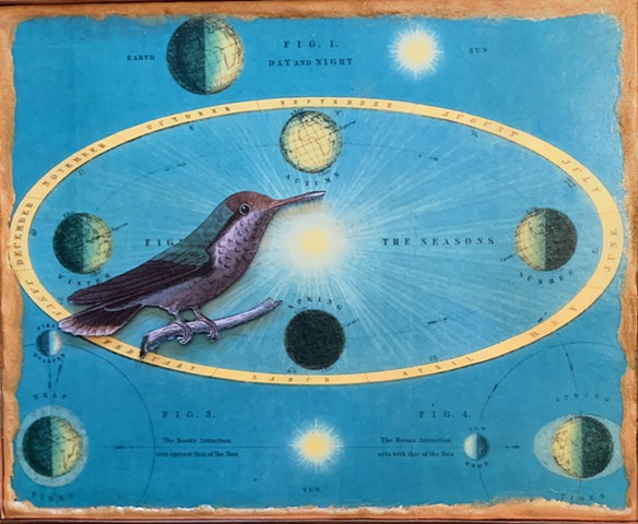 Encaustic Collage of antique prints by Flora Calabrese