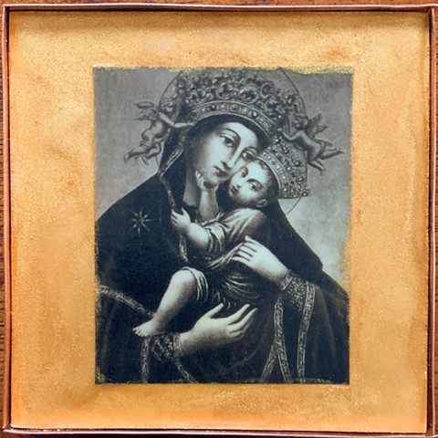 Encaustic Collage of antique prints by Flora Calabrese