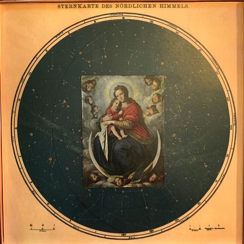 Encaustic Collage of antique prints by Flora Calabrese