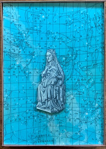 Encaustic Collage of antique prints by Flora Calabrese