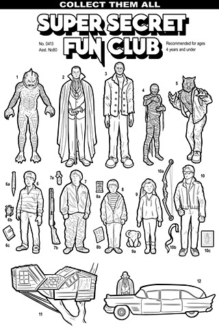 "Monster Squad" packaging art for SuperSecret Fun Club