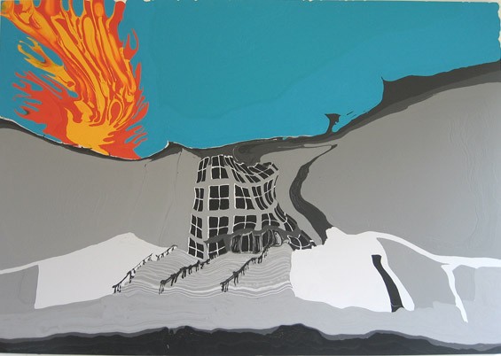 Redux - The Museum of Contemprary Art on Fire (after Ruscha)