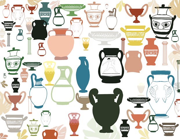 Greek Vase Illustration, Bright, 2022