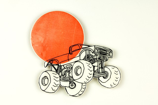Screen Print on paper, mounted on mdf, and resin coated