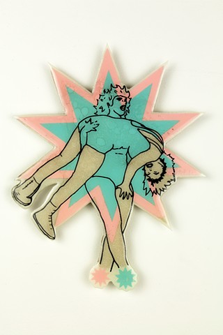 Screen Print on paper, mounted on mdf, and resin coated
