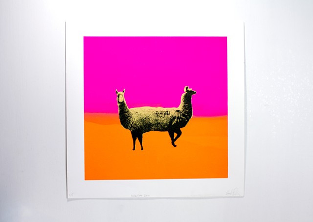 Screenprint of llamas post nuclear fallout