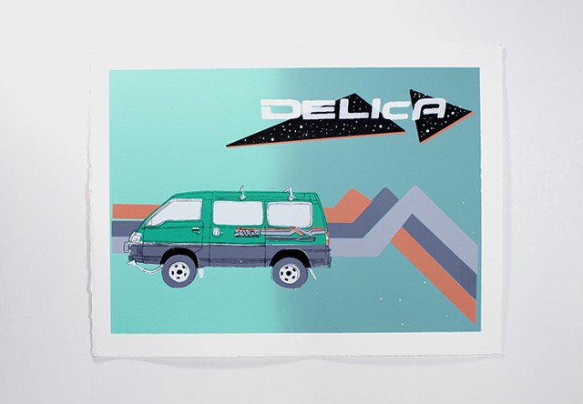 Screenprint of a Mitsubishi Delica